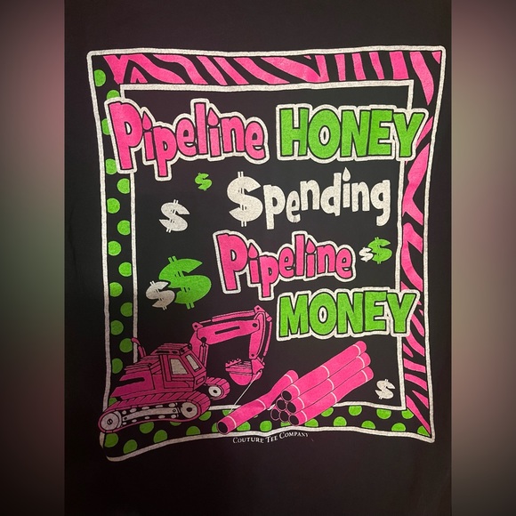 Gildan Ultra Cotton Pipeline Honey T-Shirt Sz M Black - Picture 3 of 5